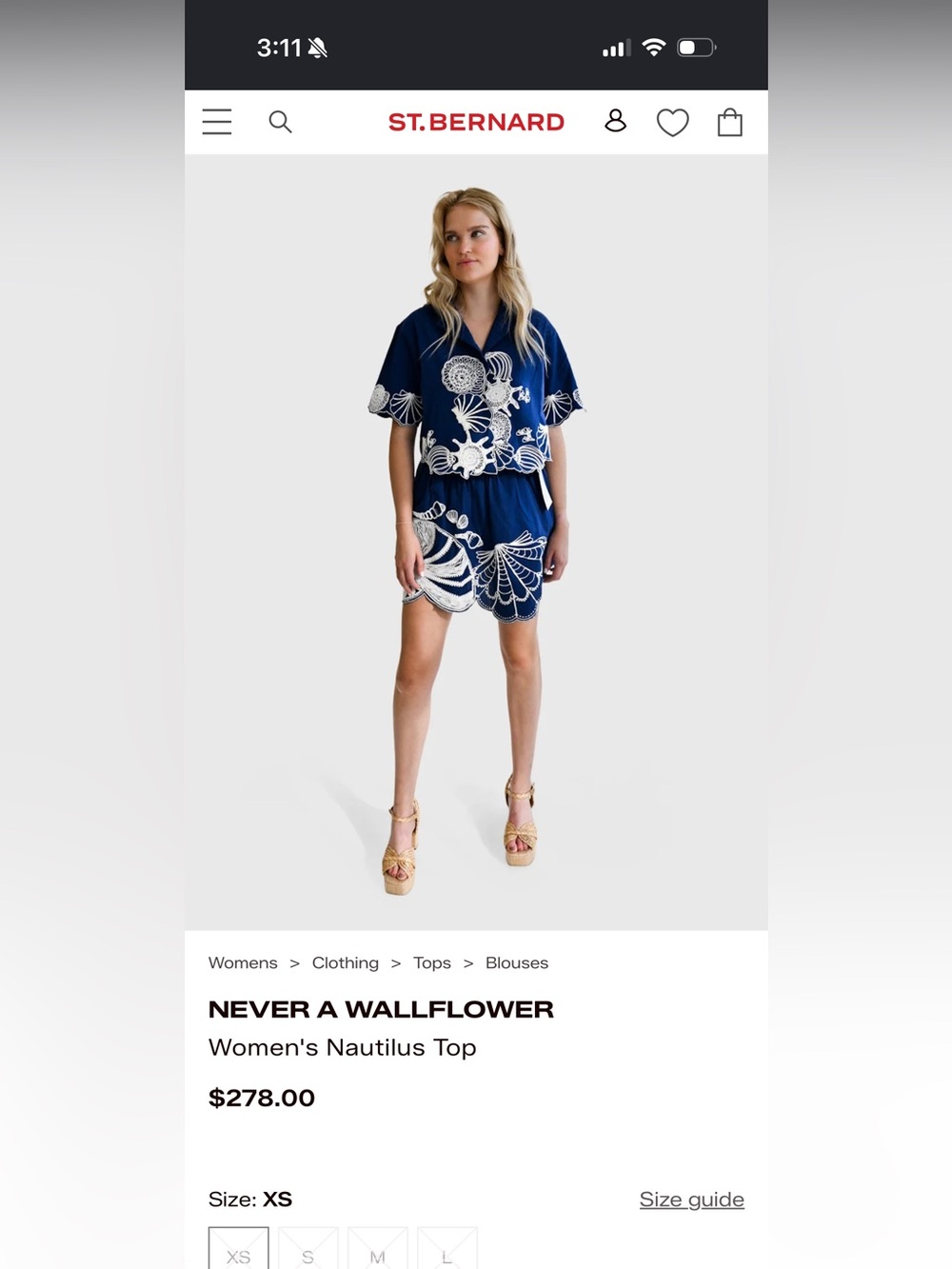 Wallflower Navy and White Embroidered top